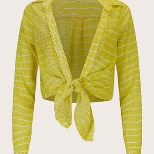 Chic Yellow Tie-Front Blouse